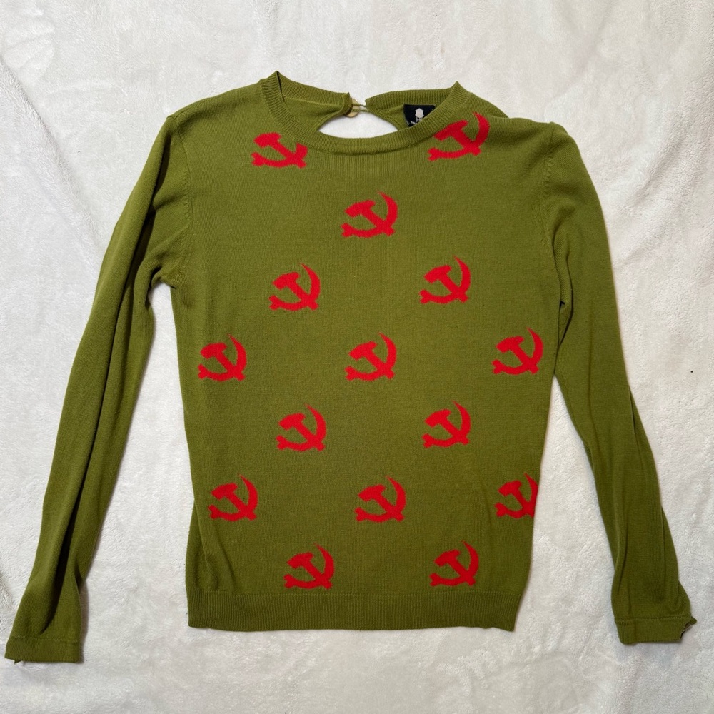 Vintage Brooklyn Industries Sweater with Communist Red Hammer and Sickle Design